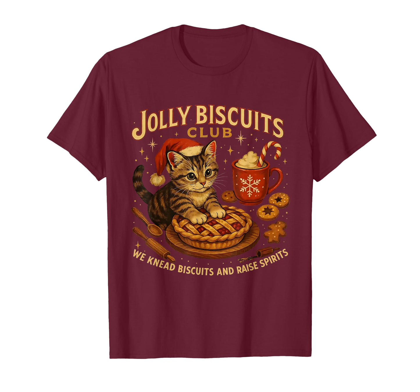 Jolly Biscuits Club We Knead Cat Xmas T-Shirt