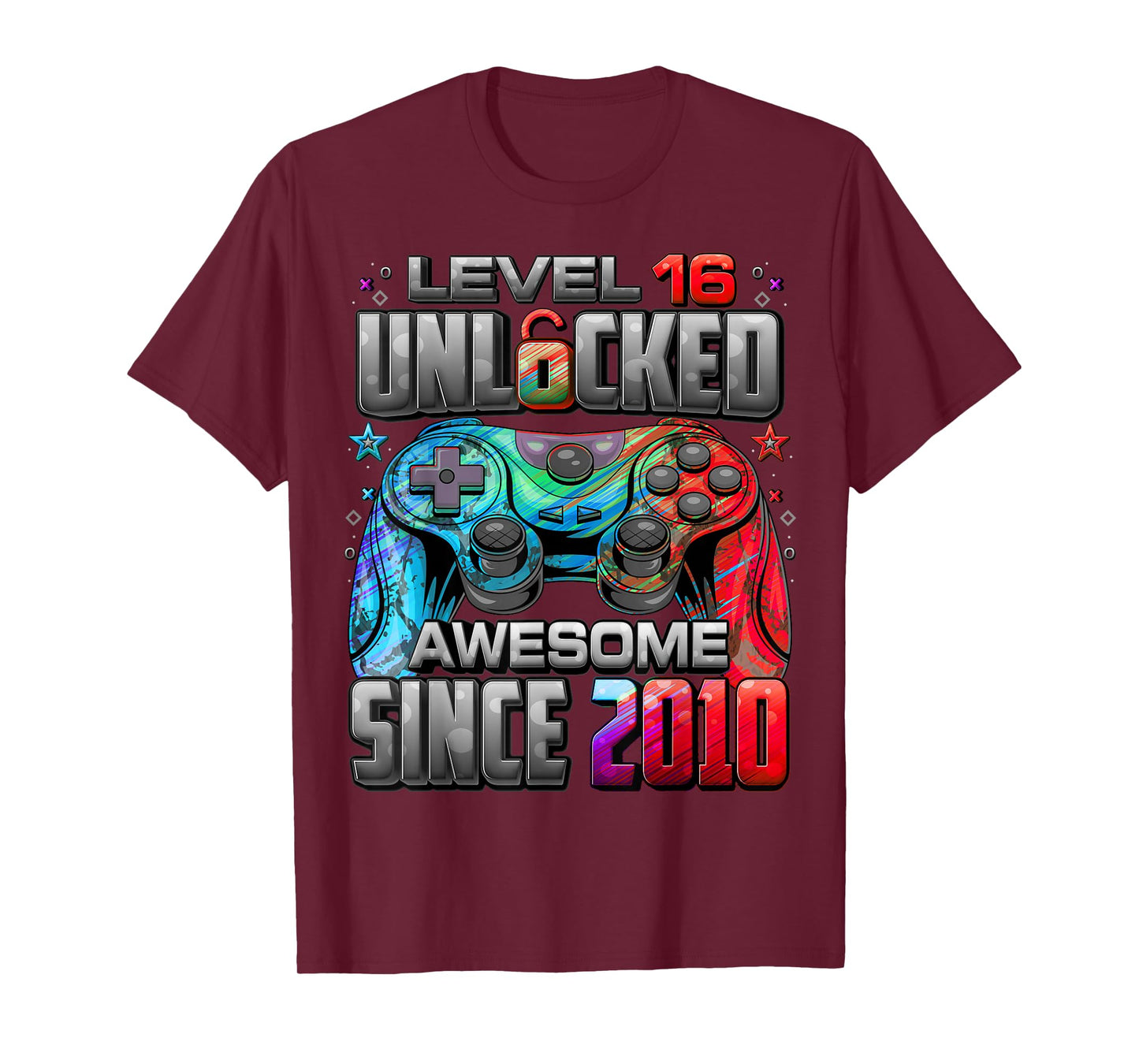 Level 16 Unlocked Awesome Since 2010 16th Birthday Gaming T-Shirt