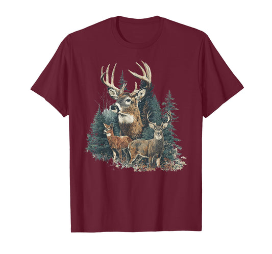Retro Forest Deer Wildlife Animal Nature Deer Camping Camper T-Shirt