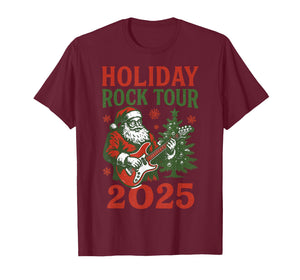 Holiday Rock Tour Santa Guitar Christmas 2025 Xmas Gifts T-Shirt