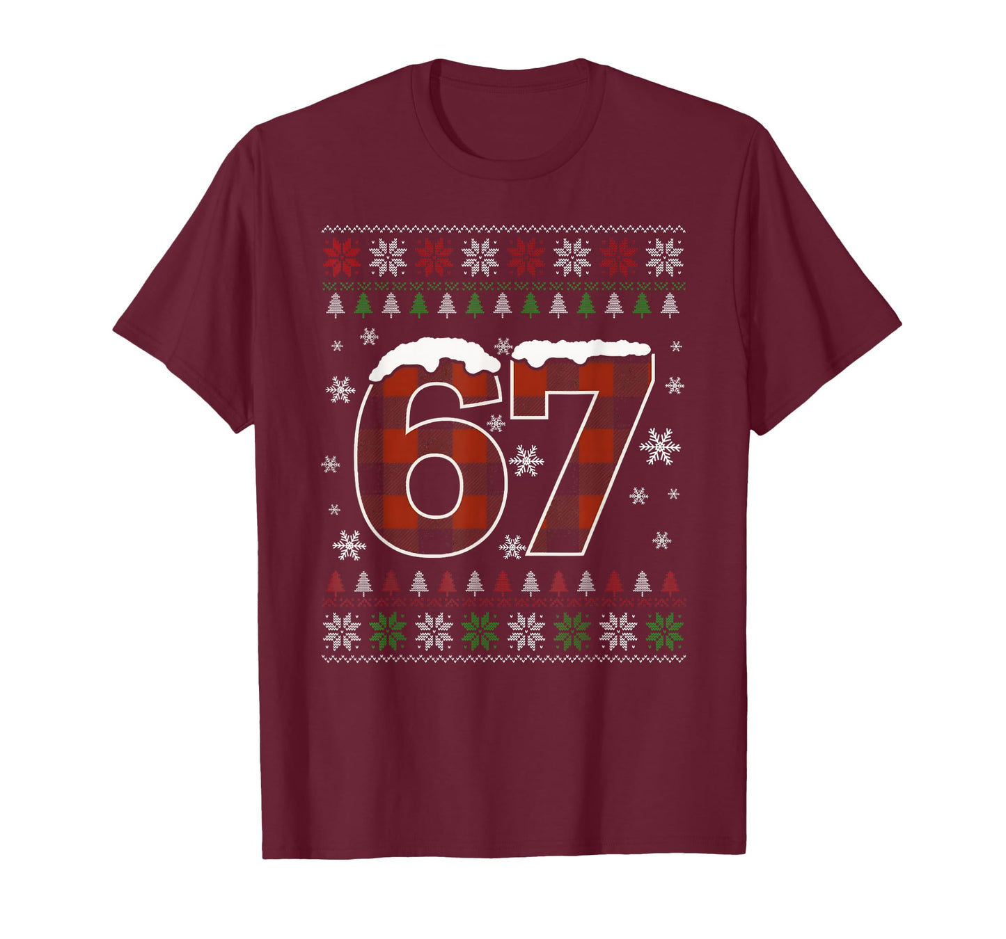 Funny 67 Six Seven Meme Brainrot Cringe Christmas Pajamas T-Shirt