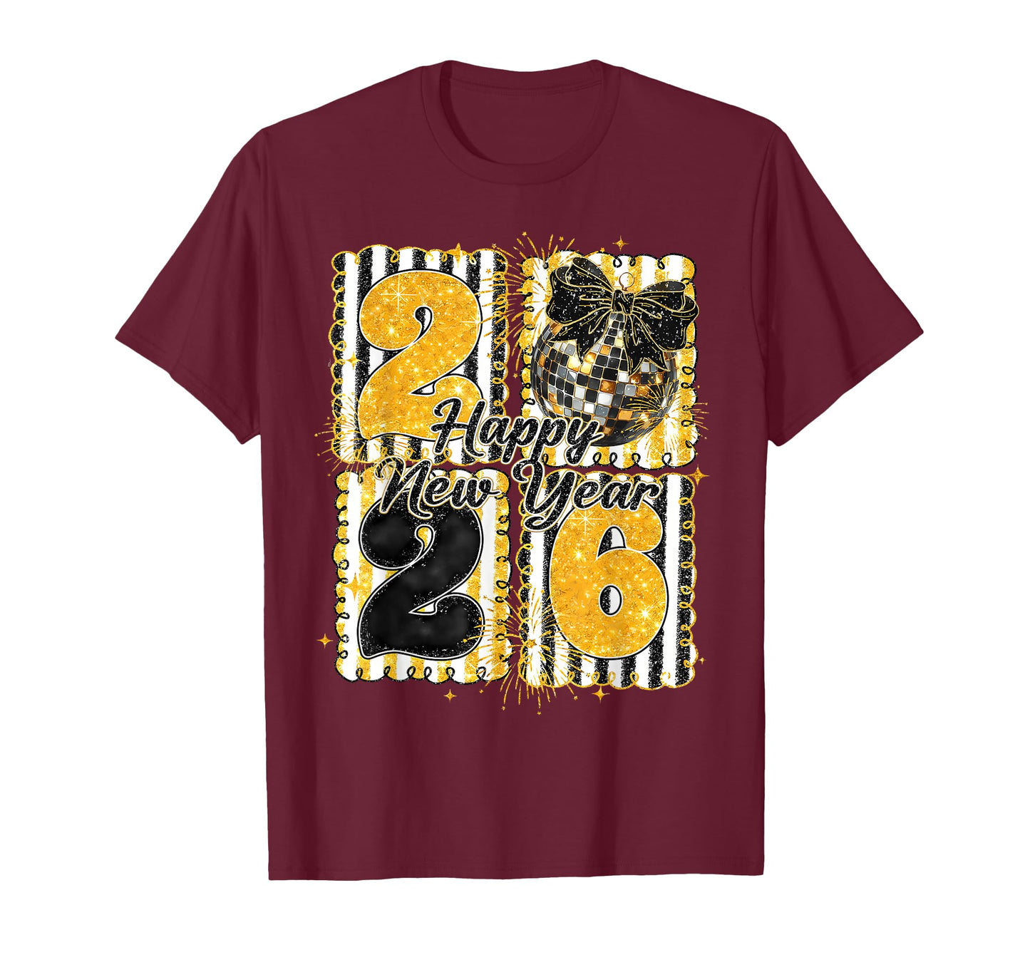 Happy New Year Party Hello 2026 Coquette Bow Family Matching T-Shirt