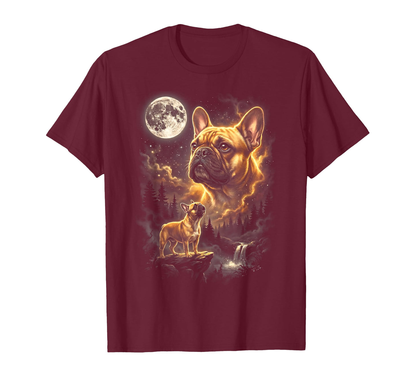 French Bulldog Howling to Moon Retro Vintage 90s Funny Dog T-Shirt