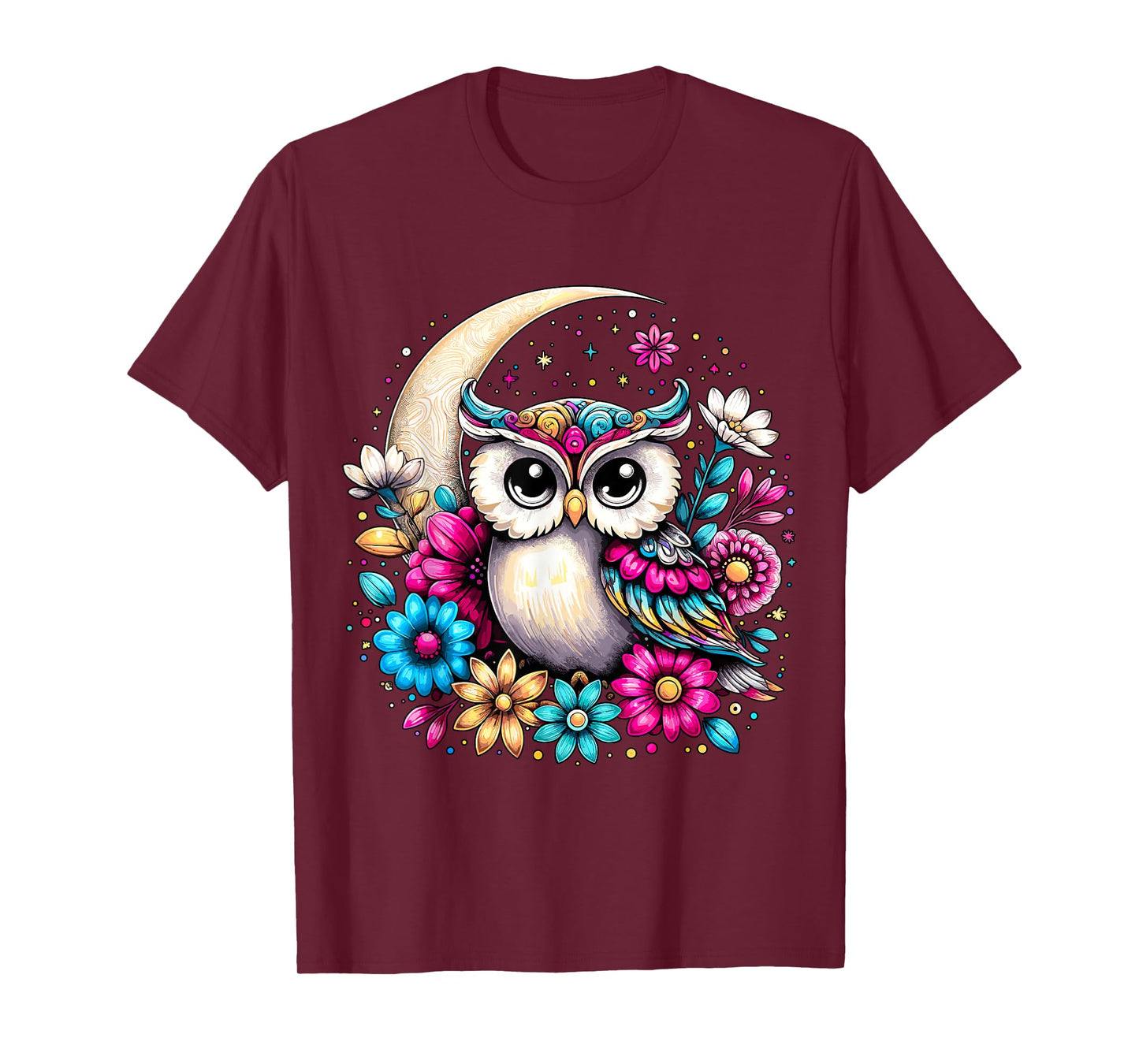 Floral Owl and Moon T-Shirt