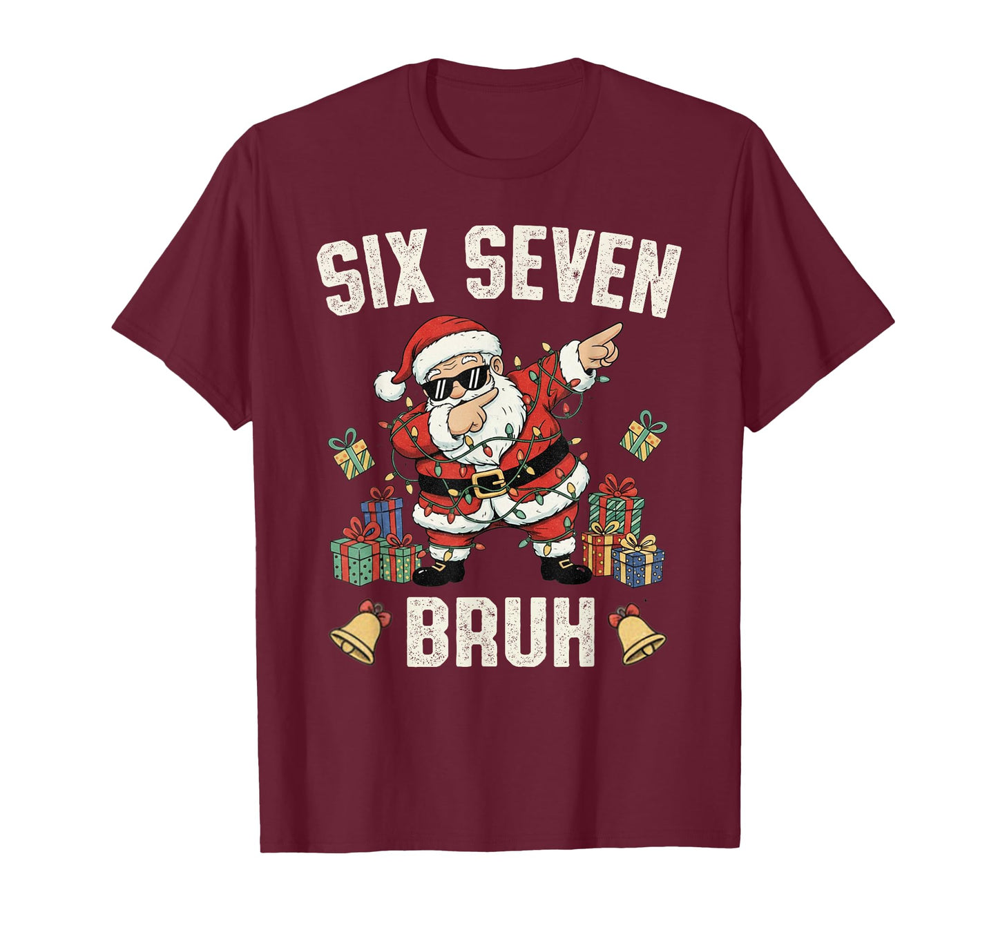 67 Six Seven Funny Christmas 6 7 Meme Santa Dabbing T-Shirt