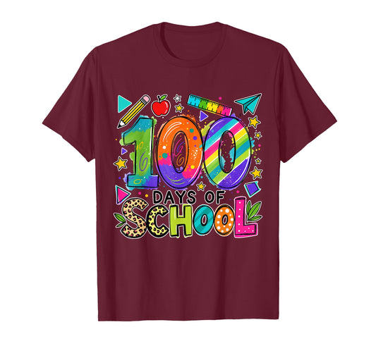 100 Days of School Teacher Kids Cute Happy 100th Days School T-Shirt