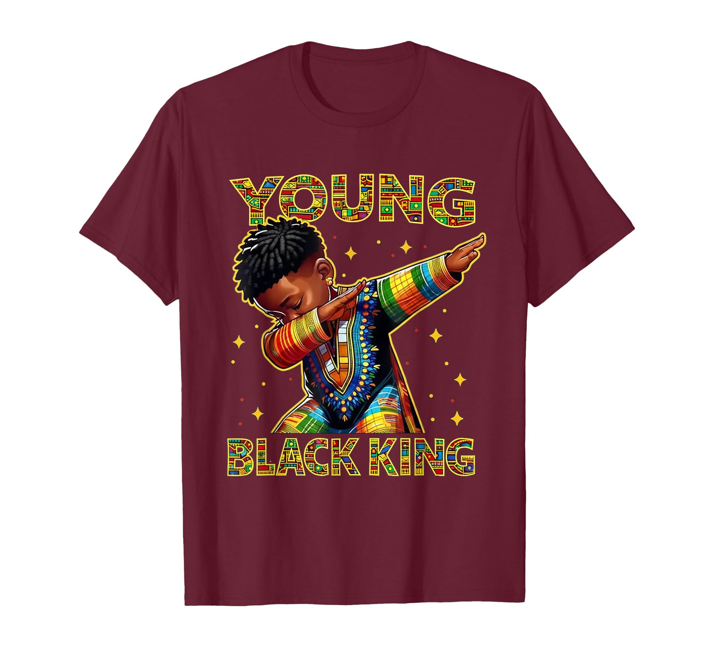 Boys African Kente Print Little Kids with King Kente Tee T-Shirt