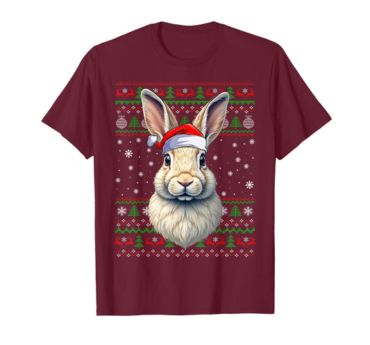 Rabbit Bunny Christmas Ugly Sweater Funny Santa Animal Xmas T-Shirt