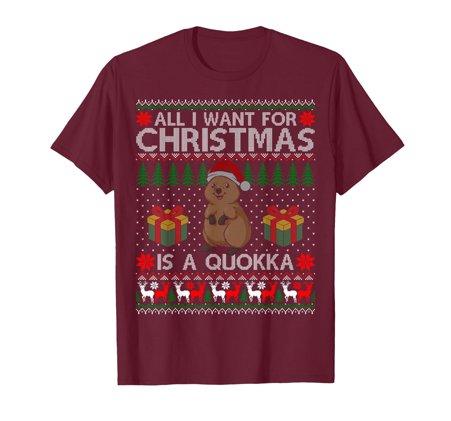 I Want for Christmas is A Quokka Ugly Sweater Funny Gift T-Shirt