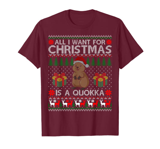 I Want for Christmas is A Quokka Ugly Sweater Funny Gift T-Shirt
