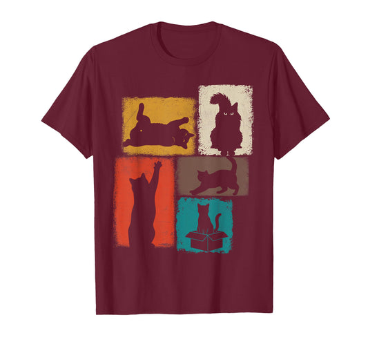 Cat Owner Vintage Collage Dad Mom Cats Lover T-Shirt