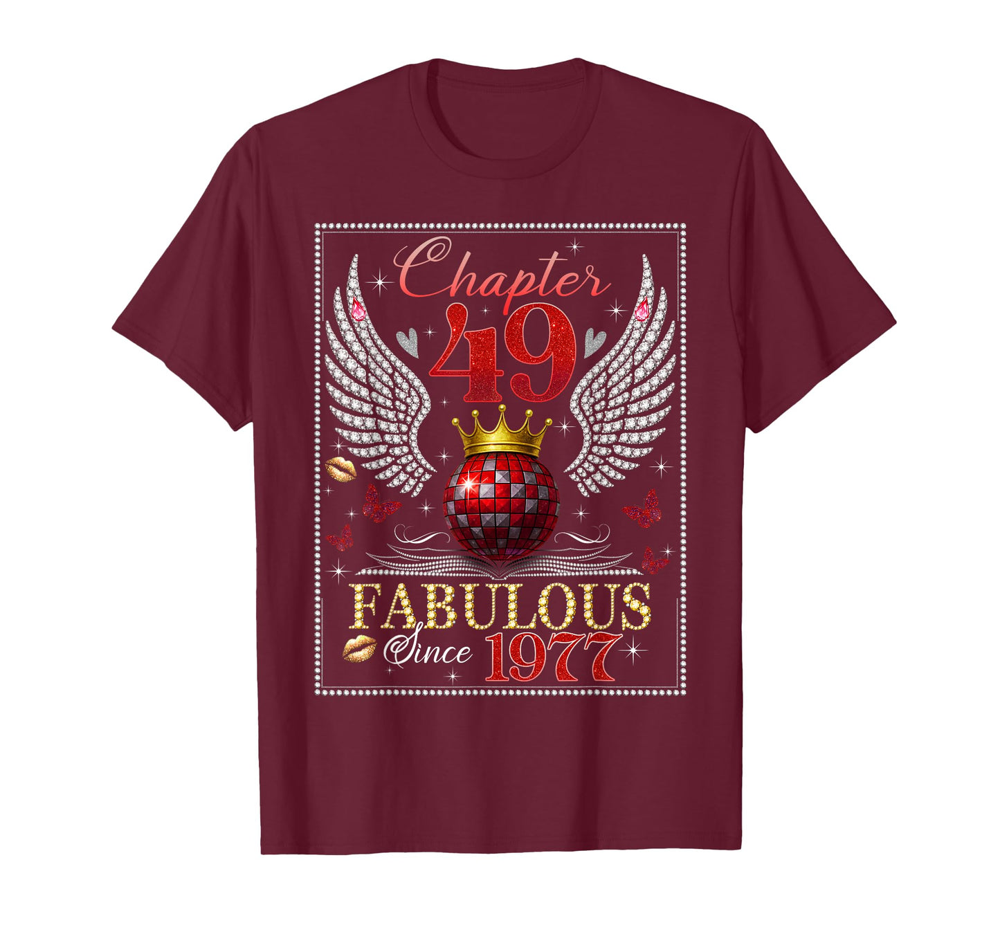 Chapter 49 Fabulous EST. 1977 Disco Ball 49th Birthday Women T-Shirt