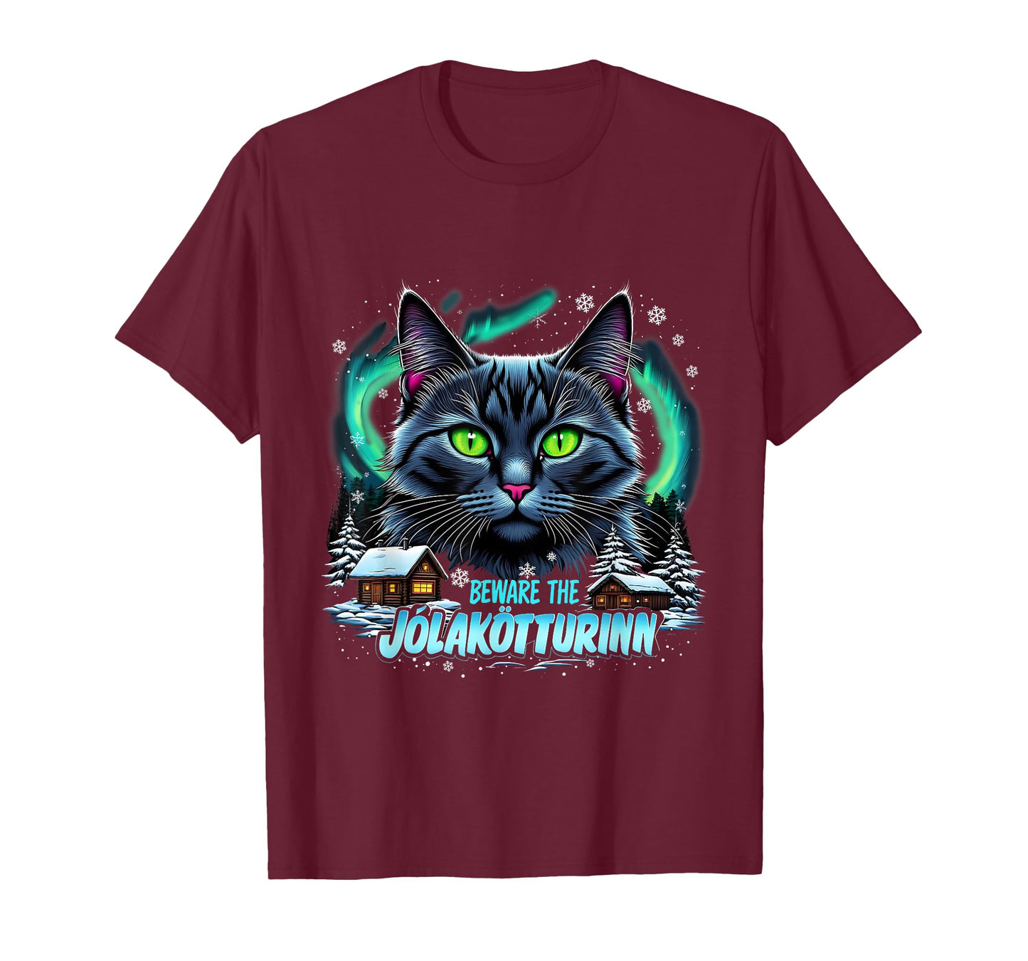 Beware The Jólakötturinn Christmas Cat Iceland Design T-Shirt