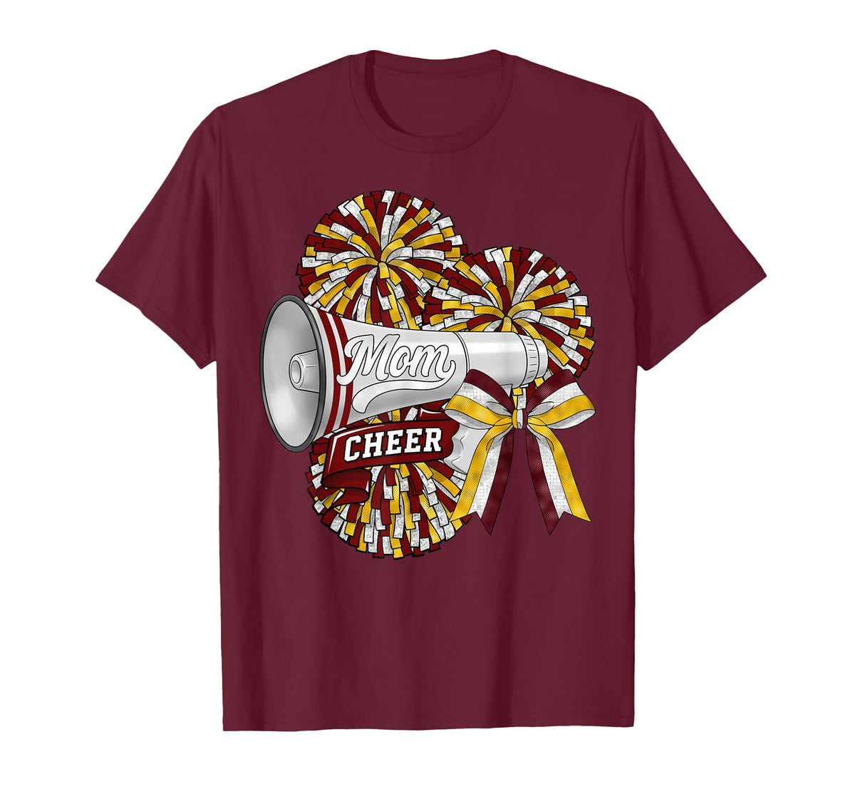 Cheer Mom Mama Bow Sport Cheerleader Cheerleading Maroon T-Shirt