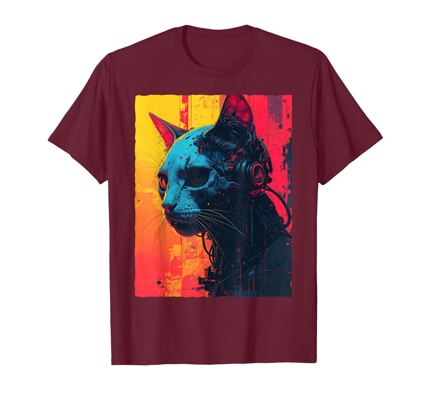 Sci-Fi Robot Cat Mecha Kitten Gamer Headset Bionic T-Shirt