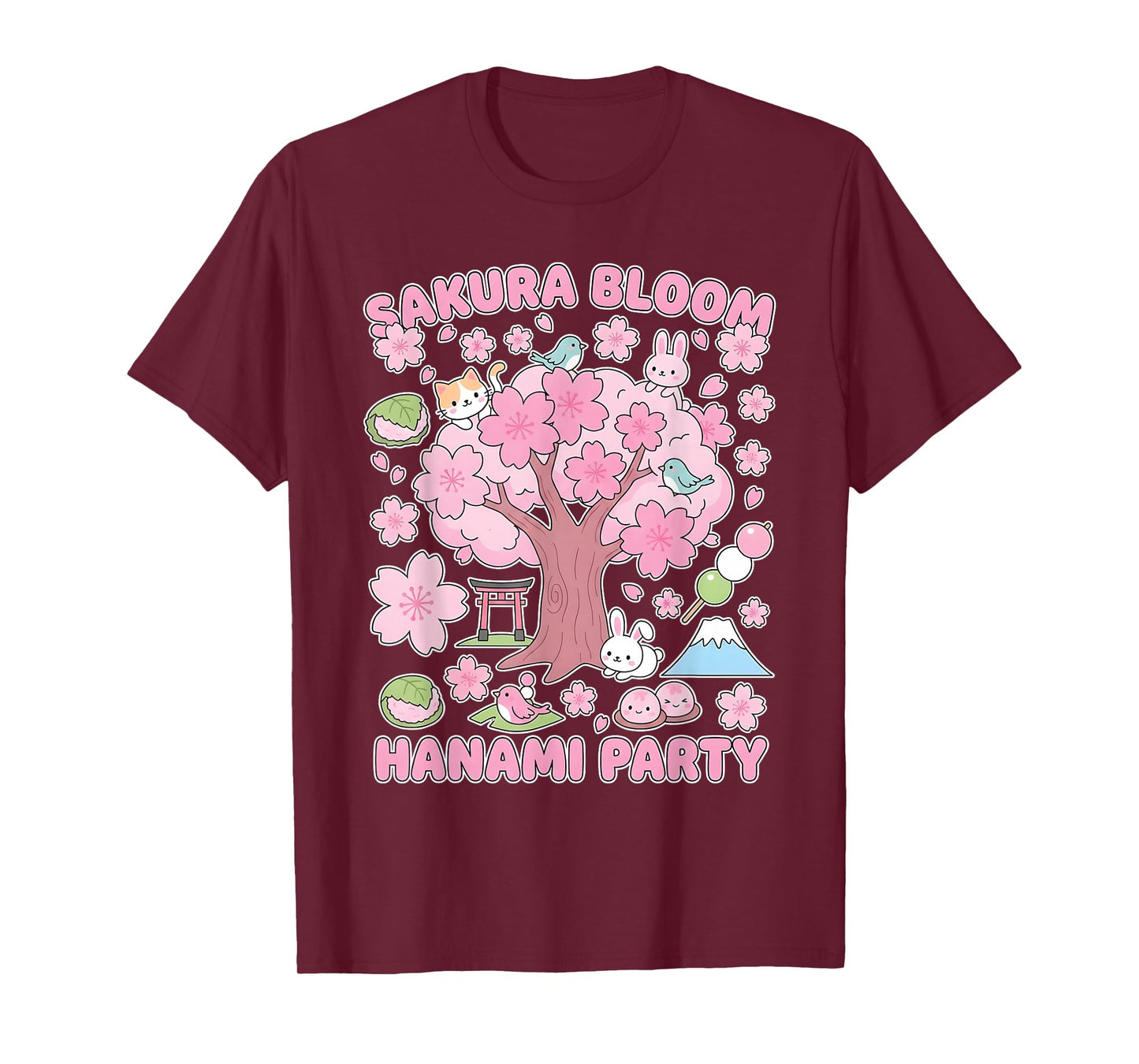 Sakura Bloom Hanami Party Cute Japanese Kawaii Spring Animal T-Shirt