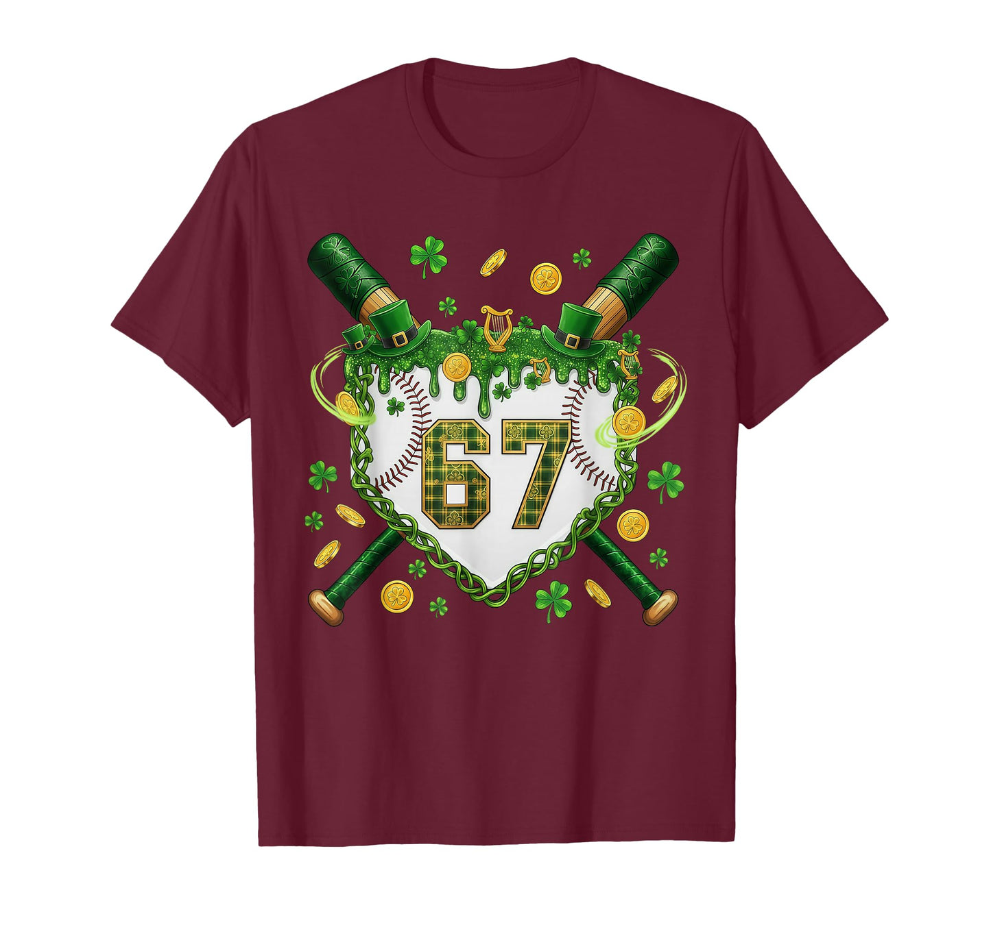 St Patrick Day Baseball Drip Ice Cream Baseball Boy Kids T-Shirt