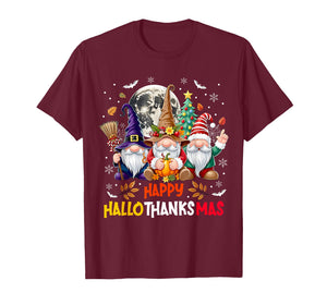 Happy Hallothanksmas Gnomes Lover Halloween Merry Christmas T-Shirt