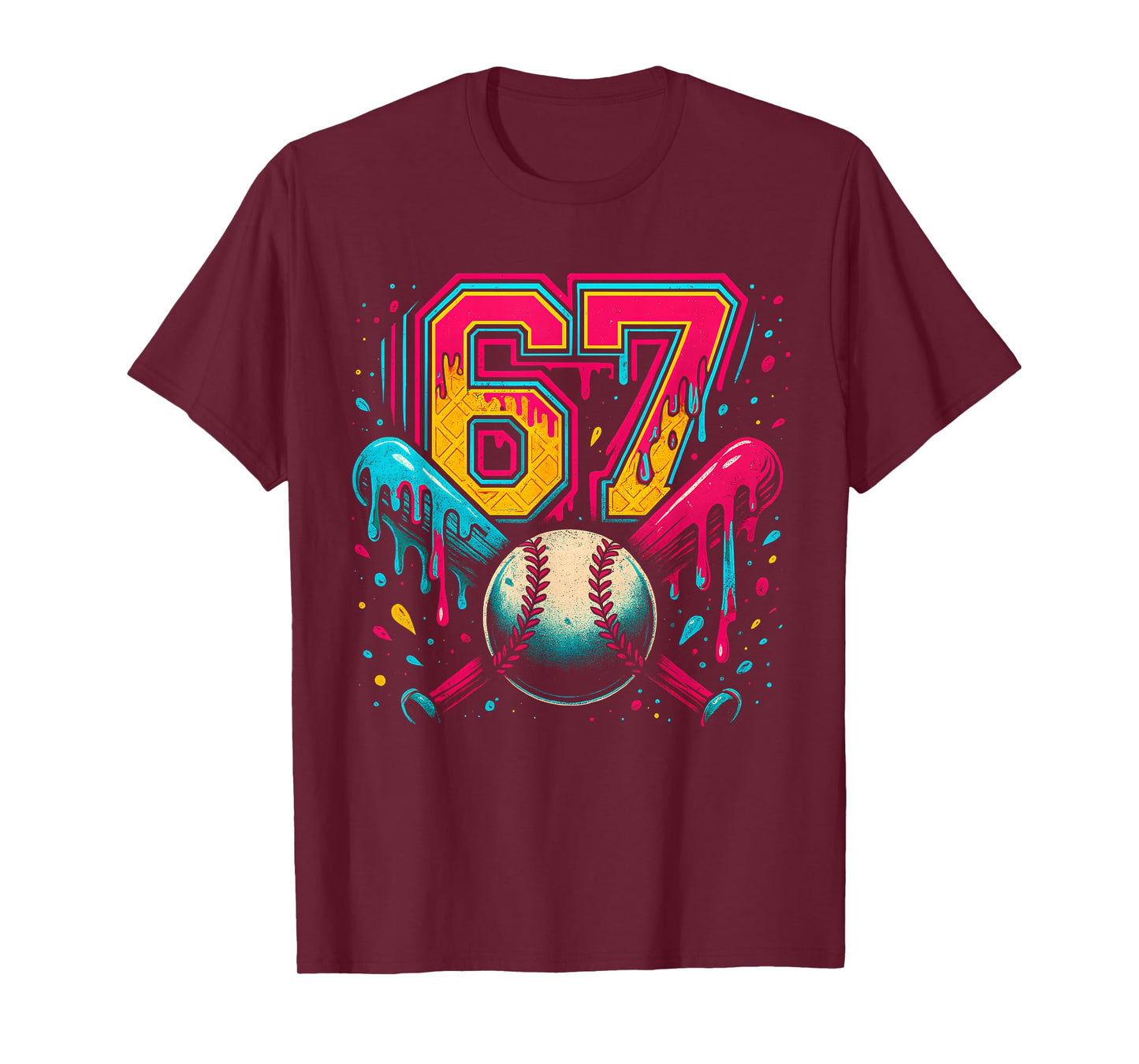 Baseball Drip 6 7 Number 67 Six Seven Meme Mens Boys Kids T-Shirt