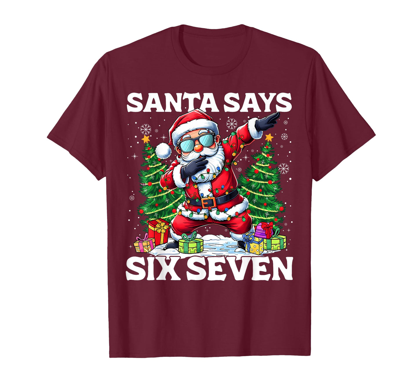 Funny Dabbing Santa Says Six Seven 67 Meme Christmas Kids T-Shirt