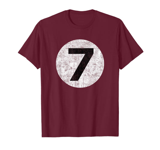Funny 7 Number Seven Graphic Group Halloween Birthday Retro T-Shirt
