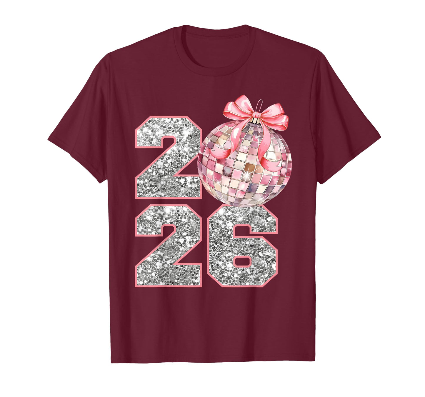 Retro Disco Ball Coquette Happy New Years 2026 Women Kids T-Shirt