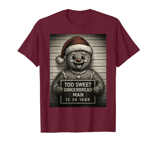 Cute Funny Gingerbread Man Mugshot Christmas Baking T-Shirt