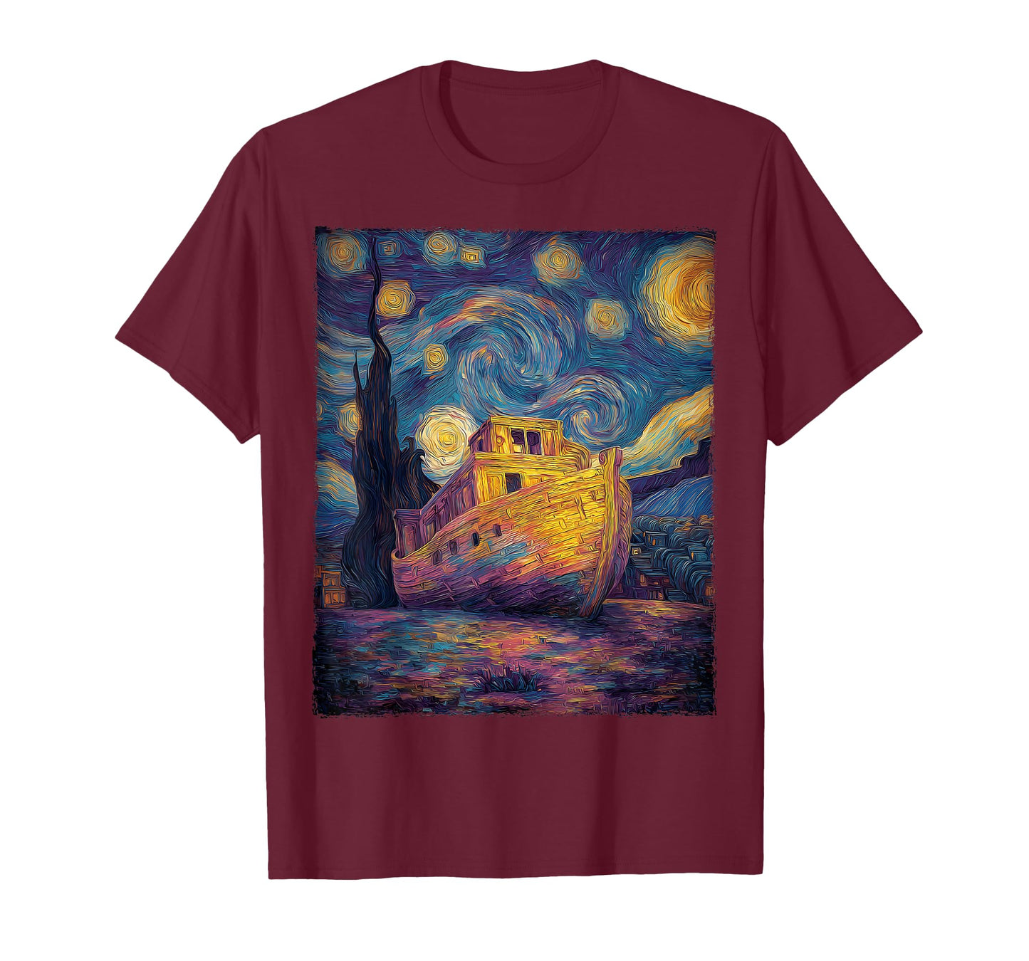 Noah's Ark Christian Bible Van Gogh Starry Night Painting T-Shirt