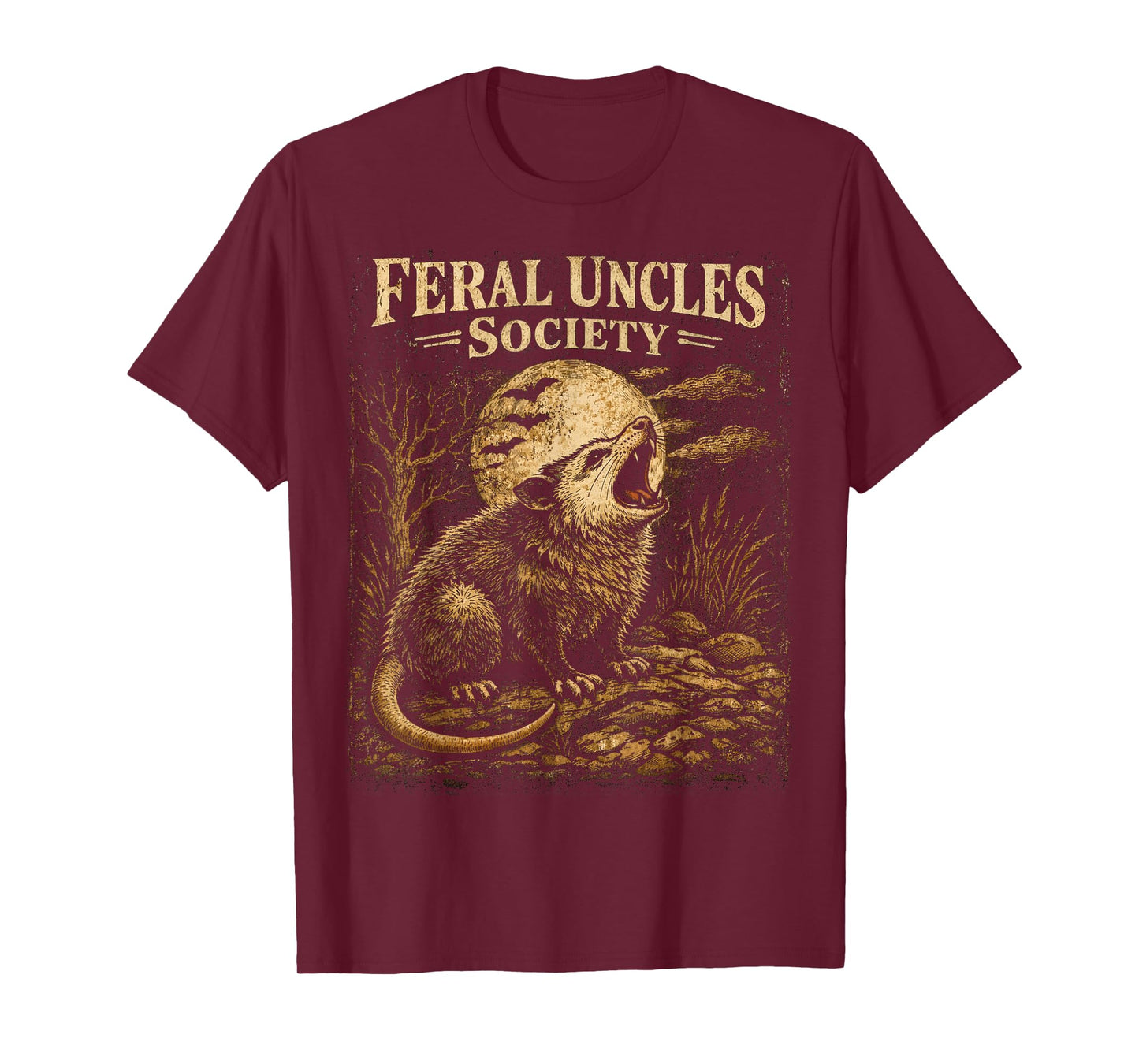 Feral Uncles Society Funny Opossum Folklore Vintage Graphic T-Shirt