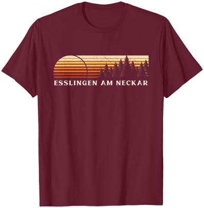 Esslingen am Neckar, Germany Evergreen Vintage Sunset T-Shirt - T-Shirt | Maroon