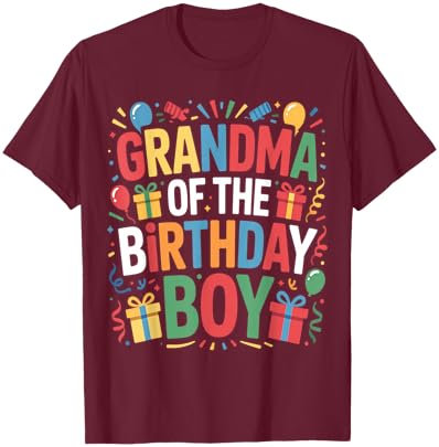 Grandma of the Birthday Boy Family Matching Grandmother Day T-Shirt - T-Shirt | Maroon