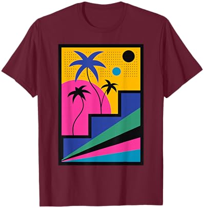 Retro Geometric 80s Memphis Style T-Shirt - T-Shirt | Maroon