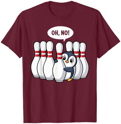 Oh No Penguin Bowling T-Shirt - T-Shirt | Maroon