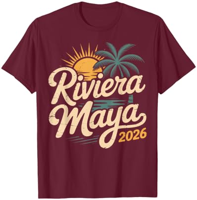 Riviera Maya 2026 Mexico Souvenirs Family Vacation T-Shirt - T-Shirt | Maroon