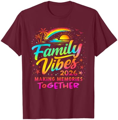 Colorful Family Vacation Beach Matching 2026 T-Shirt - T-Shirt | Maroon