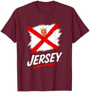 Jersey Flag Bailiwick of Jersey Pride T-Shirt - T-Shirt | Maroon