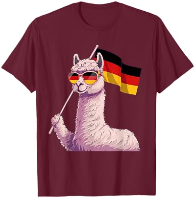 Germany Roots Llama Alpaca German Flag Deutschland T-Shirt - T-Shirt | Maroon