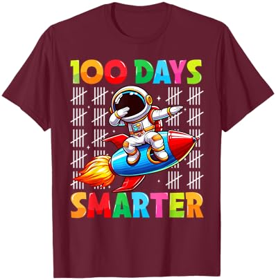 100 Days Smarter Dabbing Astronaut Kids 100th Day of School T-Shirt - T-Shirt | Maroon