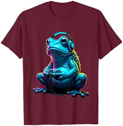 Frog Gaming Animal Video Games Funny Frog T-Shirt - T-Shirt | Maroon
