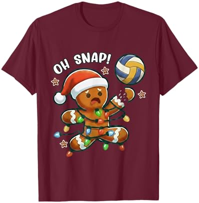 Funny Volleyball Gingerbread Christmas Holiday Player Gift T-Shirt - T-Shirt | Maroon