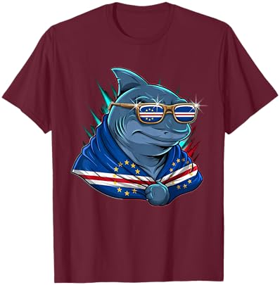 Cape Verde Flag Shark Cape Verdean Roots Cabo Verde T-Shirt - T-Shirt | Maroon