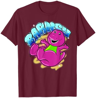 Barney Graffiti Style Bubble Text T-Shirt - T-Shirt | Maroon