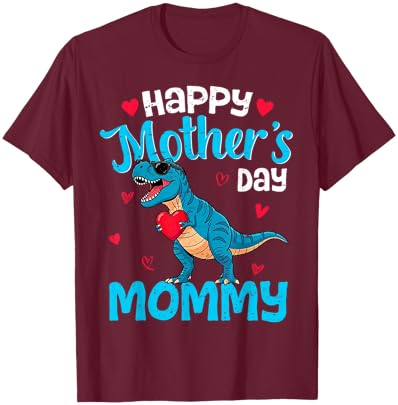 Happy Mother's Day Mommy T Rex Dinosaur for Son Toddler Boys T-Shirt - T-Shirt | Maroon