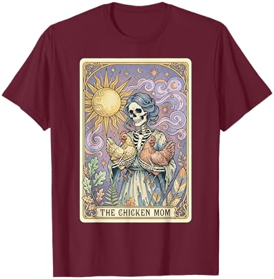 The Chicken Mom Tarot Card T-Shirt - T-Shirt | Maroon