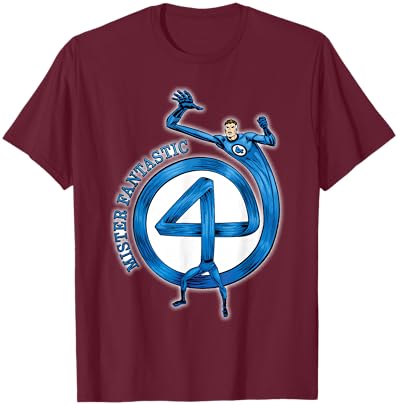 Marvel Fantastic Four Mister Fantastic 4" Logo Comic Art T-Shirt - T-Shirt | Maroon