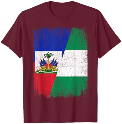 Half Haiti Nigeria Flag Haitian Nigerian Pride Roots T-Shirt - T-Shirt | Maroon
