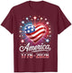 Flag Heart 1776 2026 July 4th 250th Birthday T-Shirt - T-Shirt | Maroon