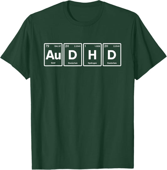 AuDHD Periodic Table Autism + ADHD for Nerds Minimalistic T-Shirt - T-Shirt | Forest