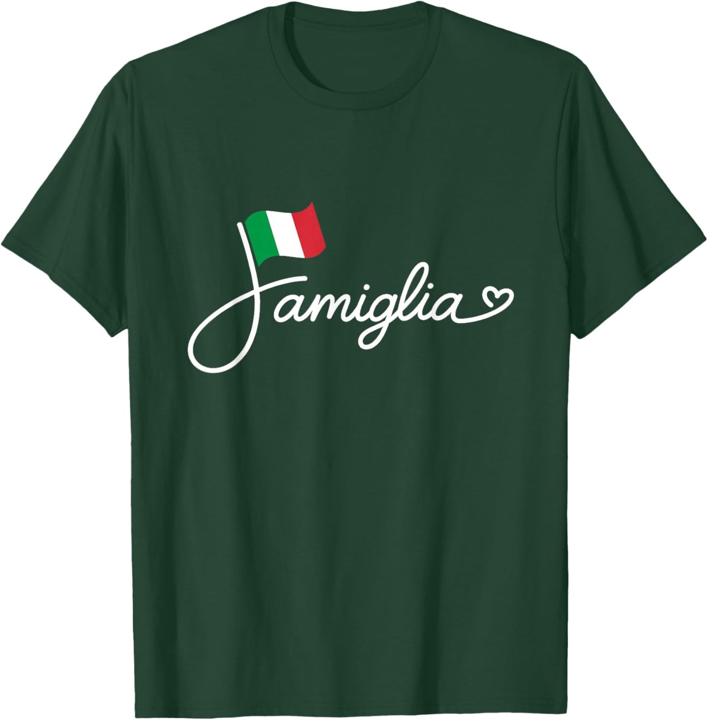 Italy Famiglia - Italian Flag Family Heritage Word Art T-Shirt - T-Shirt | Forest