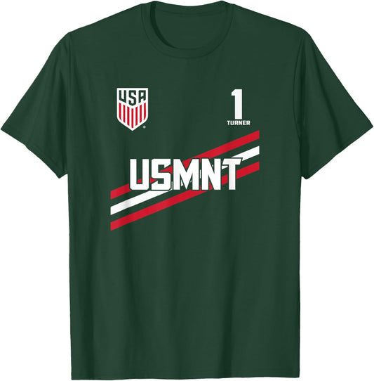Matt Turner 1 Navy USMNT Officially Licensed T-Shirt - T-Shirt | Forest